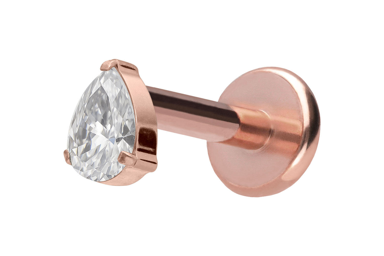 Titan Labret Piercing mit Push Fit KRISTALLTROPFEN